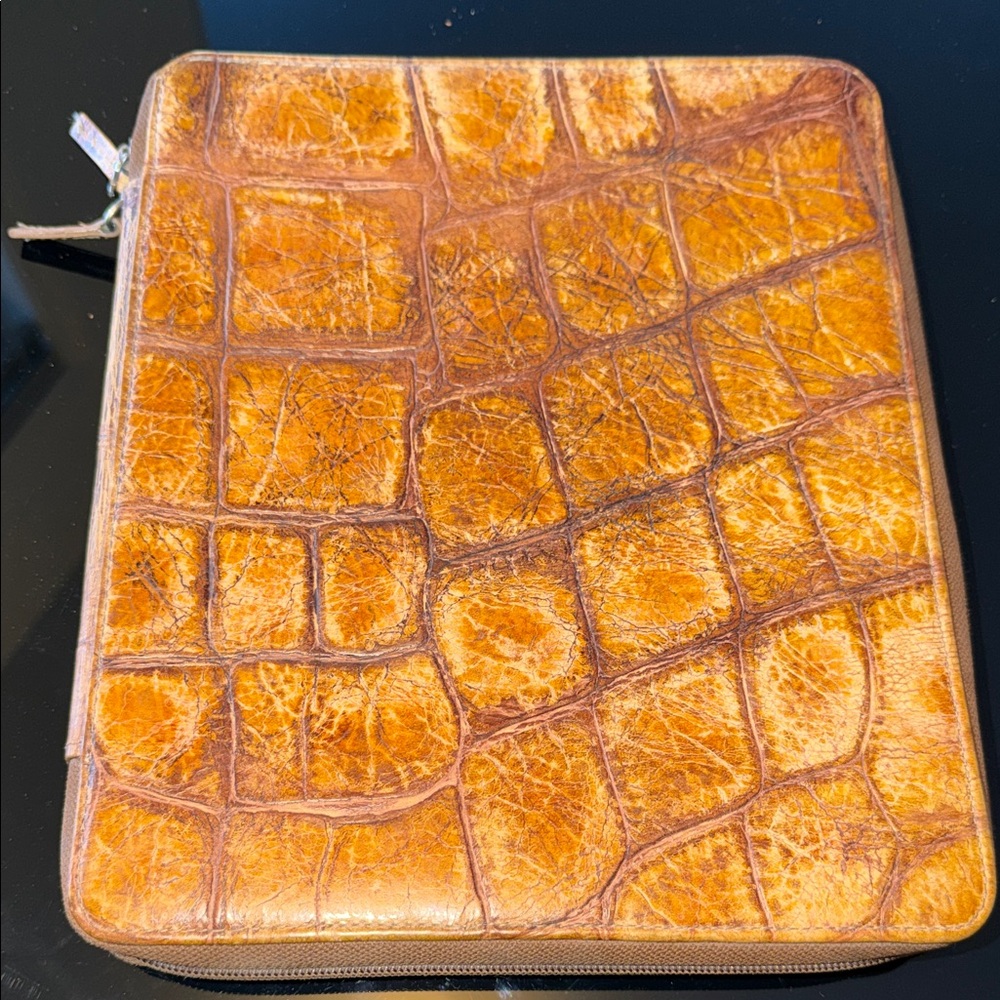 Stylish Brown Crocodile-Embossed Laptop Case